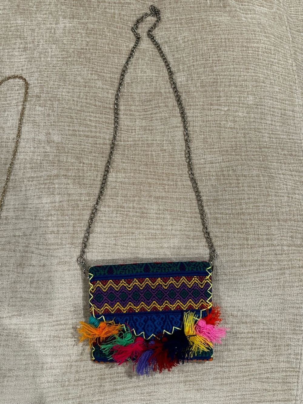 Colorful Embroidered Fringe Crossbody Bag